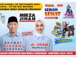 Pasangan Mirza-Jihan Gelar Senam Sehat di Pesawaran dengan Doorprize Menarik