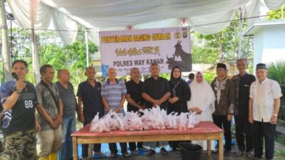 5 Sapi dan 12 Kambing Dikorbankan Polres Way Kanan Pada Idul Adha 1447H